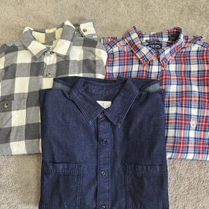 Lot Of 3 Mens Shirts Large Flannel Button Up Cabincore Lumberjack Cabin